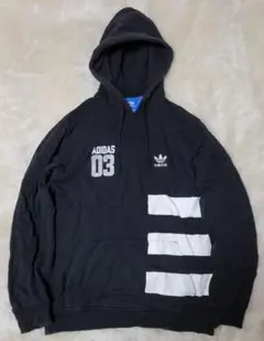 限定モデル フーディー パーカー 特大スリーストライプス 刺繍ロゴ