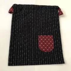 久留米織　巾着　No.6