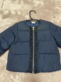 petit main ネイビー フリル付きダウンコート 90cm