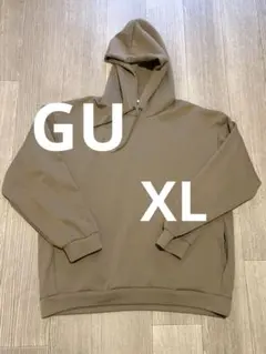 【美品】カーキ色 フード付きスウェットパーカー　メンズ