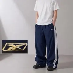 00s Reebok リーボック ジャージ パンツ ネイビー 刺繍 極太 2XL