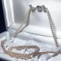 ピンク/ロング✨️ 本真珠 パール ネックレス 約4.0~5.5m ジュエリー