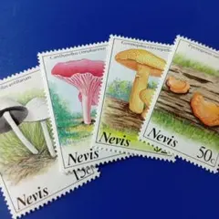 9481 外国切手 ネビス 1976年 キノコ 4枚セット