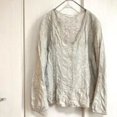 ✅studio CLIP❤️麻✨カーディガン❤️羽織り✨リネン❤️プリーツ✨刺繍‼️のサムネイル