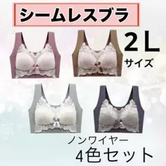 シームレスブラ　ノンワイヤー　ナイトブラ　2L 美胸　楽ブラ　伸縮性　着痩せ