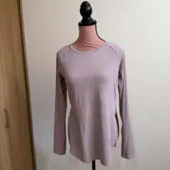 ストライプ柄長袖ヨガウェア 薄紫