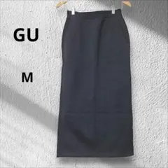GU/ジーユー ヘビーウェイトスウェットナローロングスカート ブラック M 黒