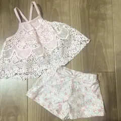 ベビー　水着　セパレート　花柄　ピンク