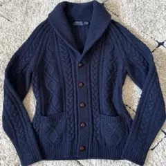 【美品✨】ポロラルフローレン　カシミヤ　ショールカラー　ニットカーディガン　紺