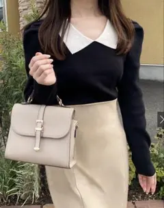 GRL 襟付き黒ニットセーター