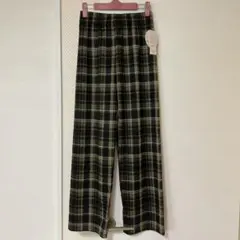 新品　M〜L★チェック柄　ストレートパンツ★黒カーキグリーン　ベージュ