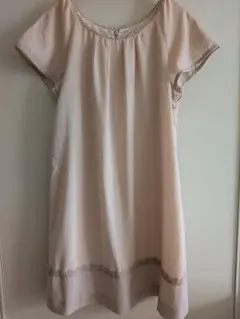 A-proudly（アプロディ　薄いピンクの半袖チュニック　シフォン　レース
