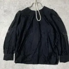 ✨index インデックス 花柄総レース ブラウス M 黒 シアー パフスリーブのサムネイル