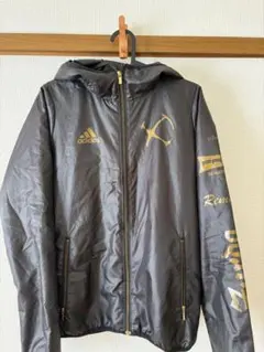 adidas 中綿ジャケット　黒金　Sサイズ　古着