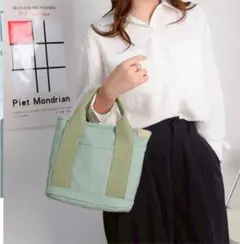 キャンバスショルダー 2way 仕切り ミニトート 多収納 多機能 通勤 通学