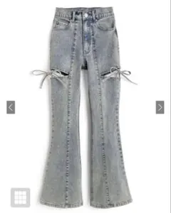 【新品未使用】GRL サイドカットアウトリボンフレアデニムパンツ cu578