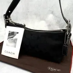 【良品】COACH コーチ ワンショルダーバッグ キャンバス 肩掛け ブラック
