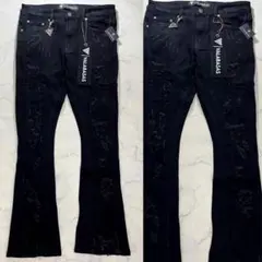 valabasas バラバサス ダメージリペアフレアブラックデニム 32 新品