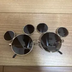 ミッキー型 ゴールドフレーム サングラス
