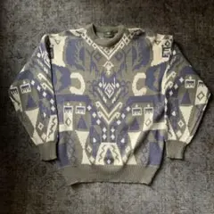 希少 総柄ニット レトロ アート vintage グランジ 古着 一点物