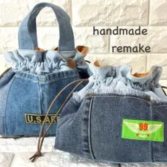 【handmade】 ●デニムリメイク　●巾着トートバック　巾着セット