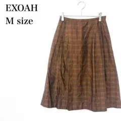EXOAH/レナウン/フレアスカート/チェック柄/日本製/シルク混/M/ブラウンのサムネイル