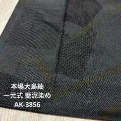 本場大島紬 一元式 藍泥染め 素敵な絣柄 正絹 AK-3856
