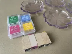 ウェディングツリーに使用する 葉っぱのスタンプとスタンプパッド4個セット