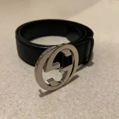 グッチ　GUCCI　ダブルGロゴバックル　ブラックレザー　ベルト
