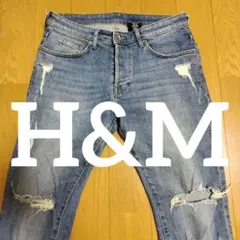 H&M ダメージスキニーデニム　ライトブルー 31/32