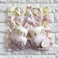 A70【tutuanna】甘可愛 花柄フリル 刺繍ブラショーツセット まとめ売りのサムネイル