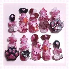 ネイルチップ　地雷系　量産型　平成女児　血みどろ　熊　ゴテゴテ　㌠