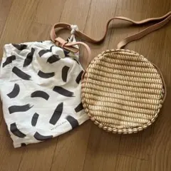 円形ストロー　かご　バッグ　収納袋