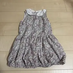 プティマイン 花柄 ノースリーブ ワンピース 襟付き 120