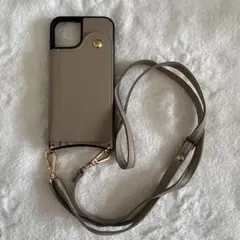 iPhone13 レザー風スマホケース ストラップ付き（カード収納あり）