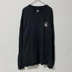Hanes ヘインズ バックプリント カットソー クルーネック 長袖 L 黒 綿のサムネイル