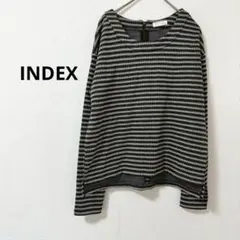 【インデックス】M 長袖トップス　カットソー ブラック　ボーダー　レディース