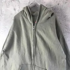 A3479古着　パーカー　グリーングレー　フルジップ　90s Y2K