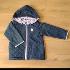 キッズ ネイビー キルティングジャケット フード付き　120