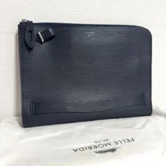 美品 PELLE MORBIDA ネイビー レザー クラッチバッグ