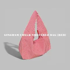 GINGHAM CHECK SHOULDER BAG (RED) 3331B - メルカリ