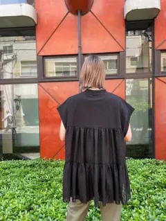 TRANOI トラノイ 変形袖 Tシャツ カットソー トップス ブラックのサムネイル