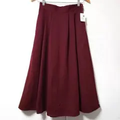 【新品】earth music&ecology◆タックフレアスカート／ボルドー