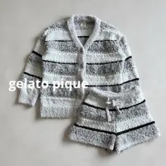 ミックスボーダー カーディガン & ショートパンツ セットアップ グレー