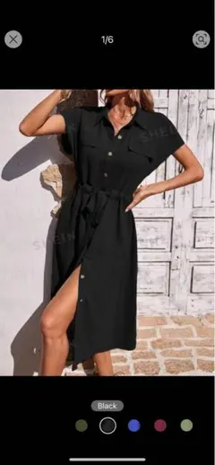 SHEIN ワンピース　黒　shein lune シーン　半袖