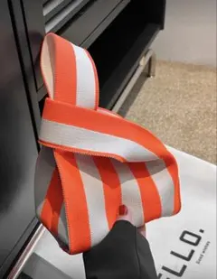 【新品】ニットバッグ　オレンジストライプ