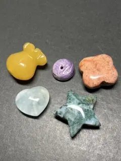 天然石　パーツ　5点セット　貫通穴あり　ハンドメイド　アクセサリー