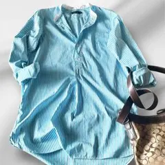 【美品】Ralph Lauren ストライプ プルオーバーシャツ 長袖のサムネイル