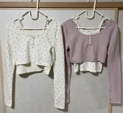 GU クロップド丈トップス＆ノースリーブ 2コーデセット（レディース）