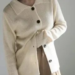 【セレクトモカ】襟付き ニット リブ ロングスリーブ カーディガン